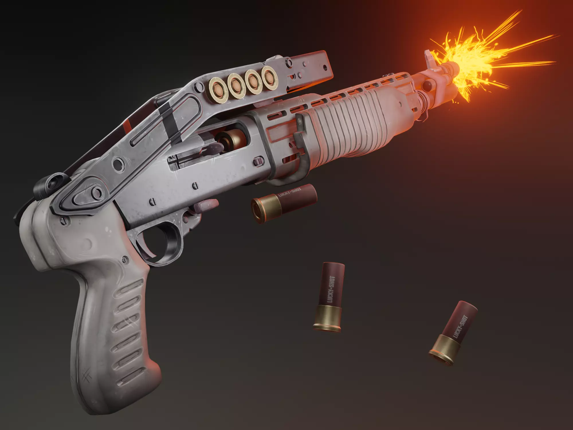 Stylized shotgun Low-poly 3D model
