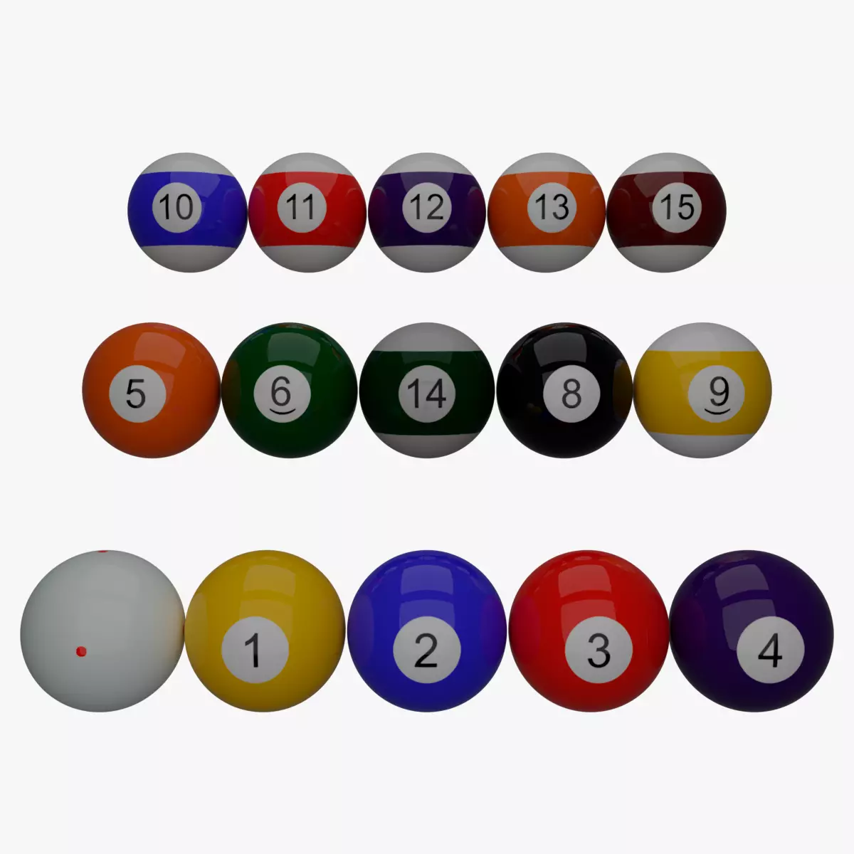 Billiard balls Low-poly 3D model_0