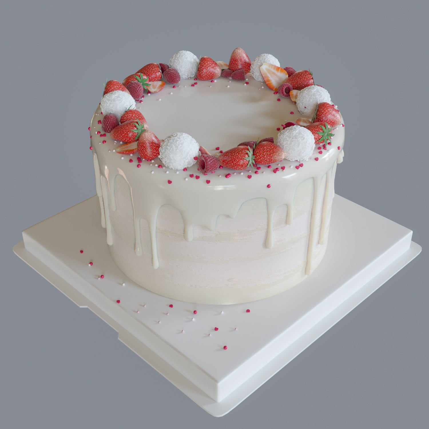 Cake with raffaello candies 3D model_2