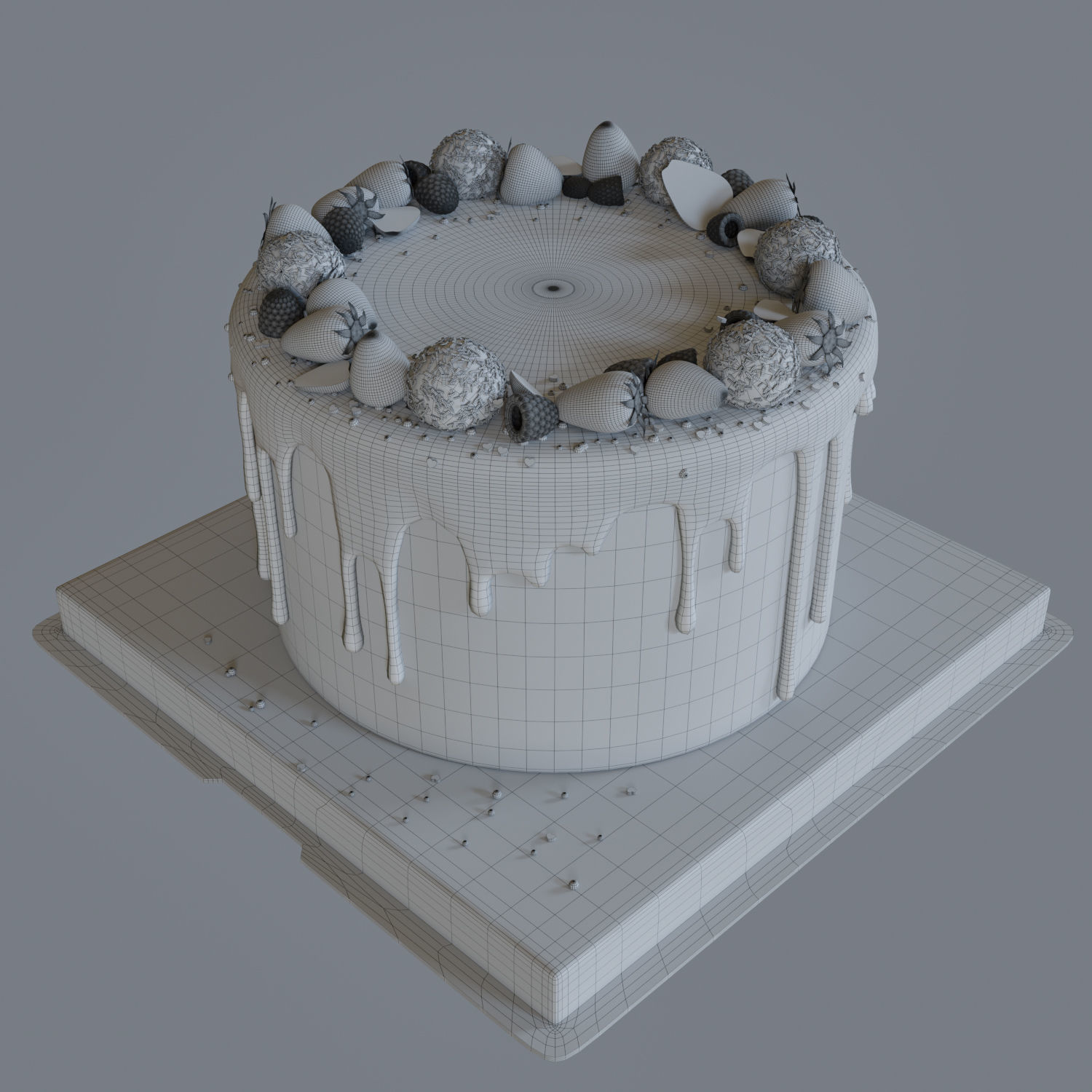 Cake with raffaello candies 3D model_3