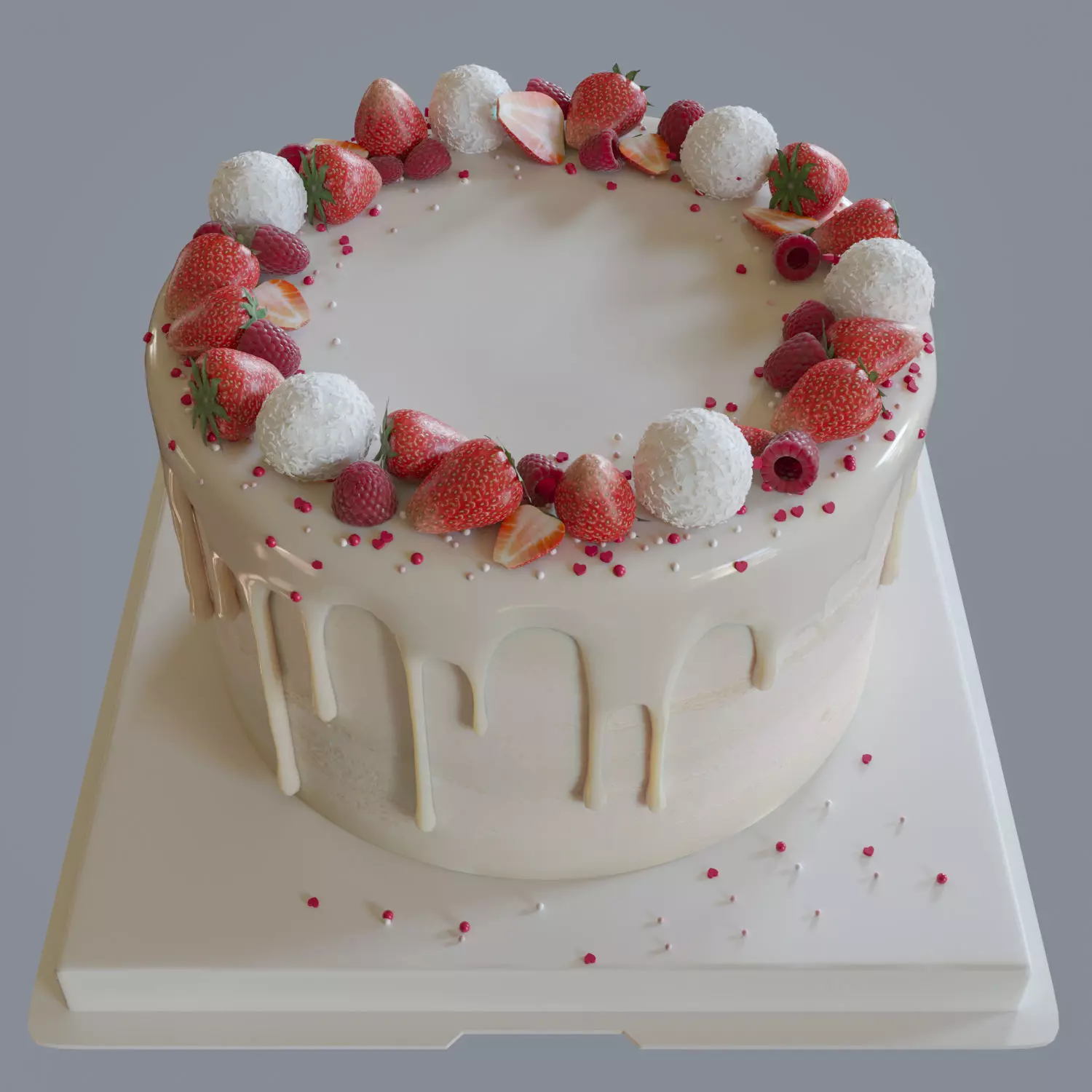 Cake with raffaello candies 3D model_0