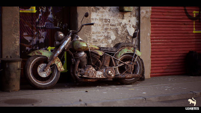 Classic MotorBike Driveable Functional Low-poly 3D model 4