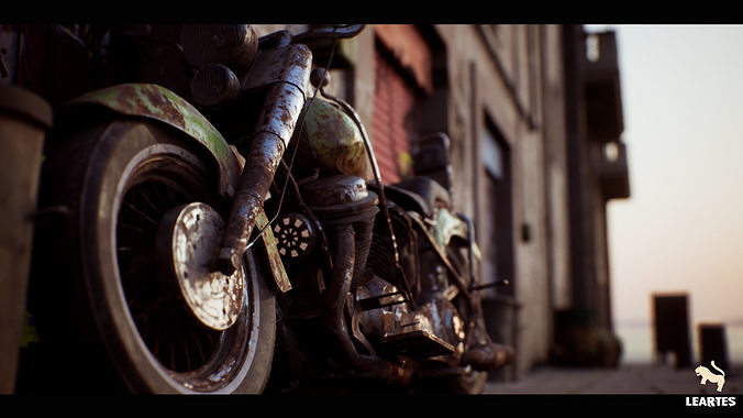 Classic MotorBike Driveable Functional Low-poly 3D model 6