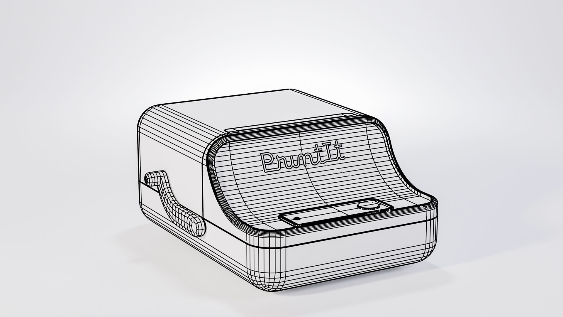 Retro wireless label printer Low-poly 3D model_3