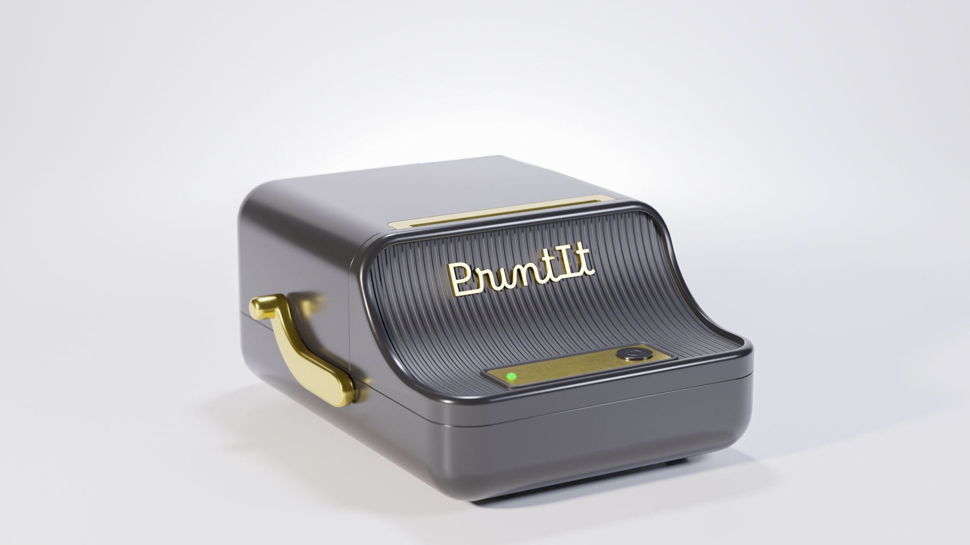 Retro wireless label printer Low-poly 3D model_1