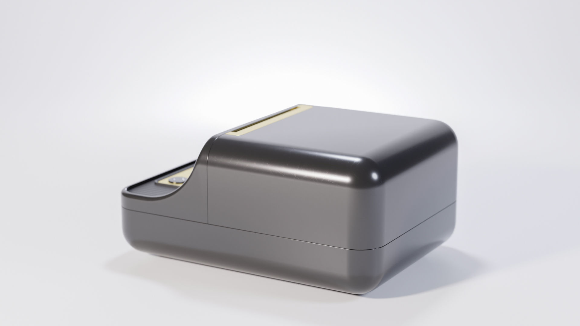 Retro wireless label printer Low-poly 3D model_9