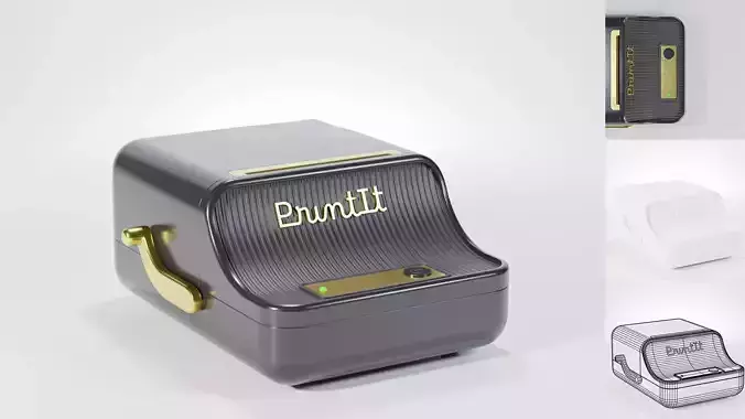 Retro wireless label printer Low-poly 3D model