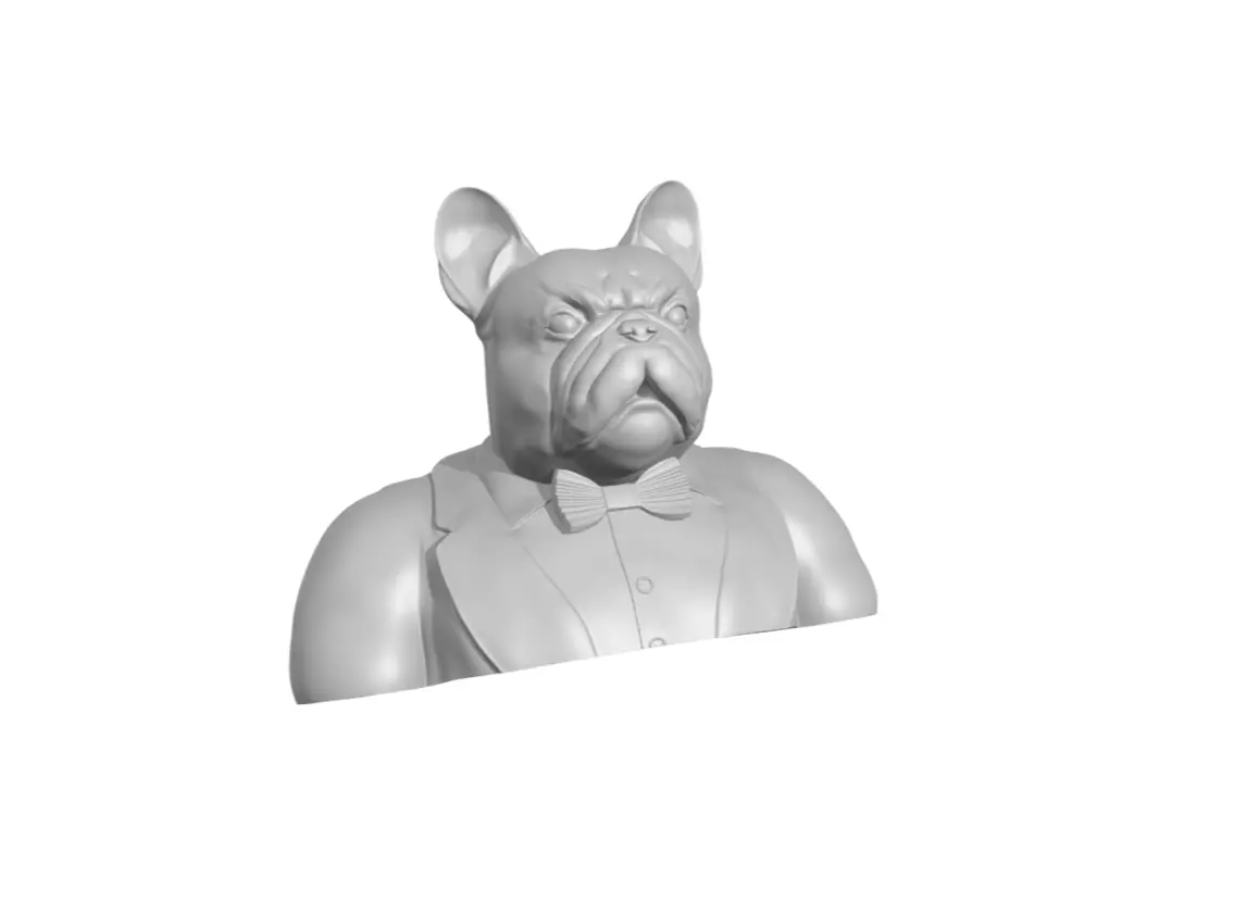 Gentleman French Bulldog half body 3D print model