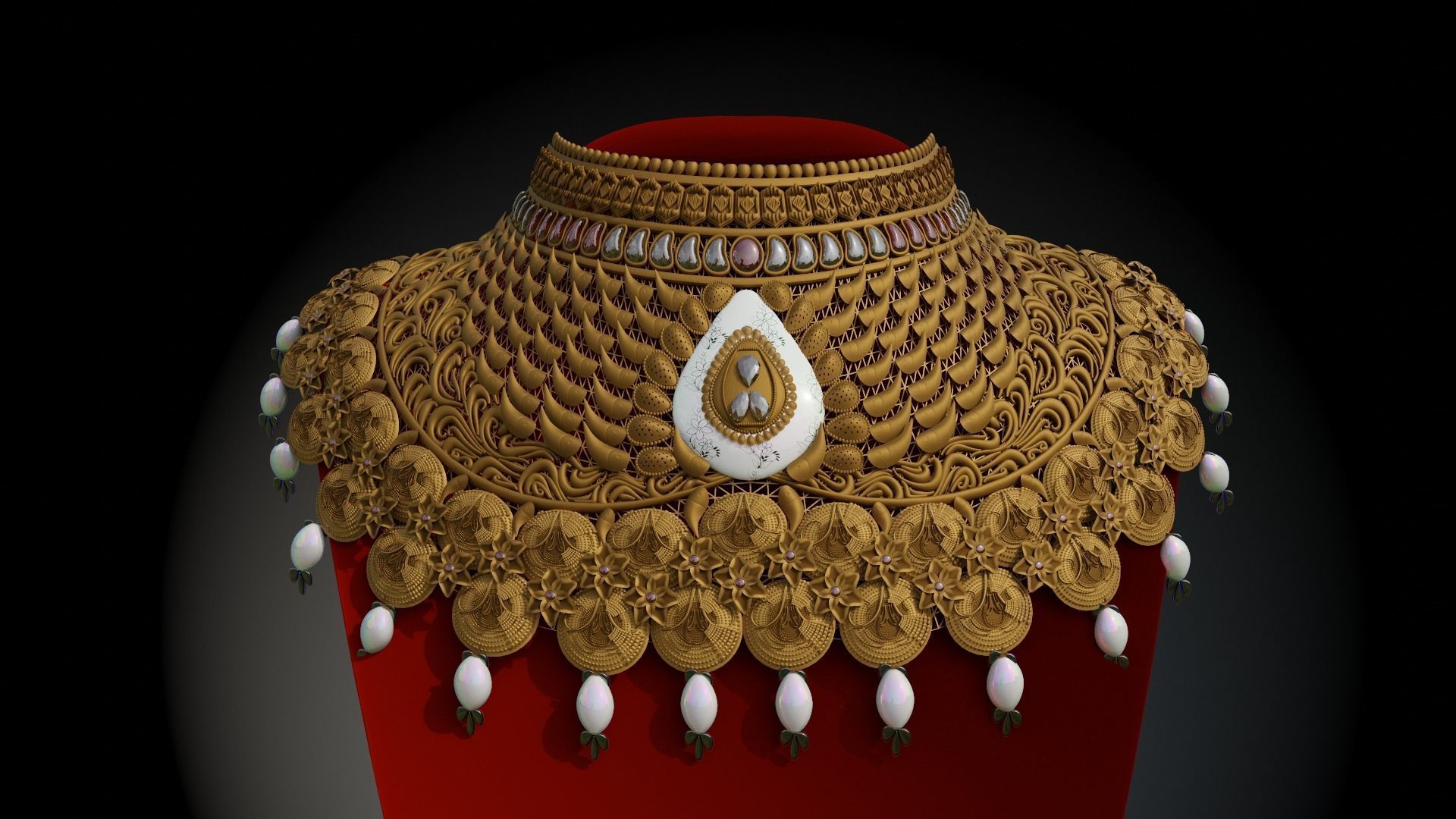 female jewelry necklace 3D model_4
