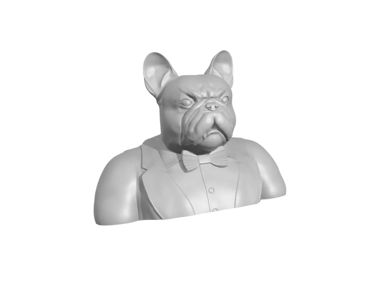 Gentleman French Bulldog half body with protruding tooth 3D print model