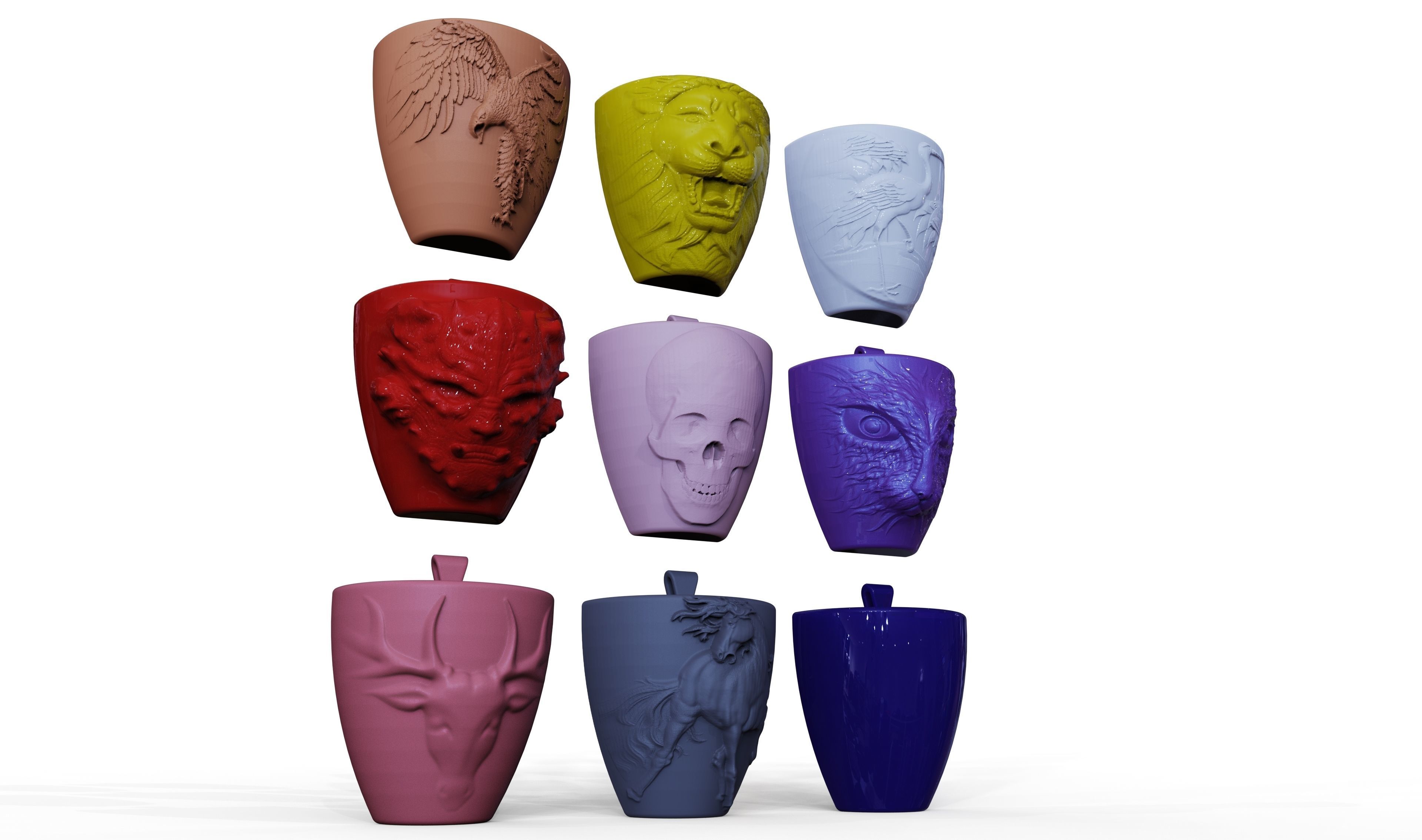 Plant pot pendant and badge collection 3D print model_12