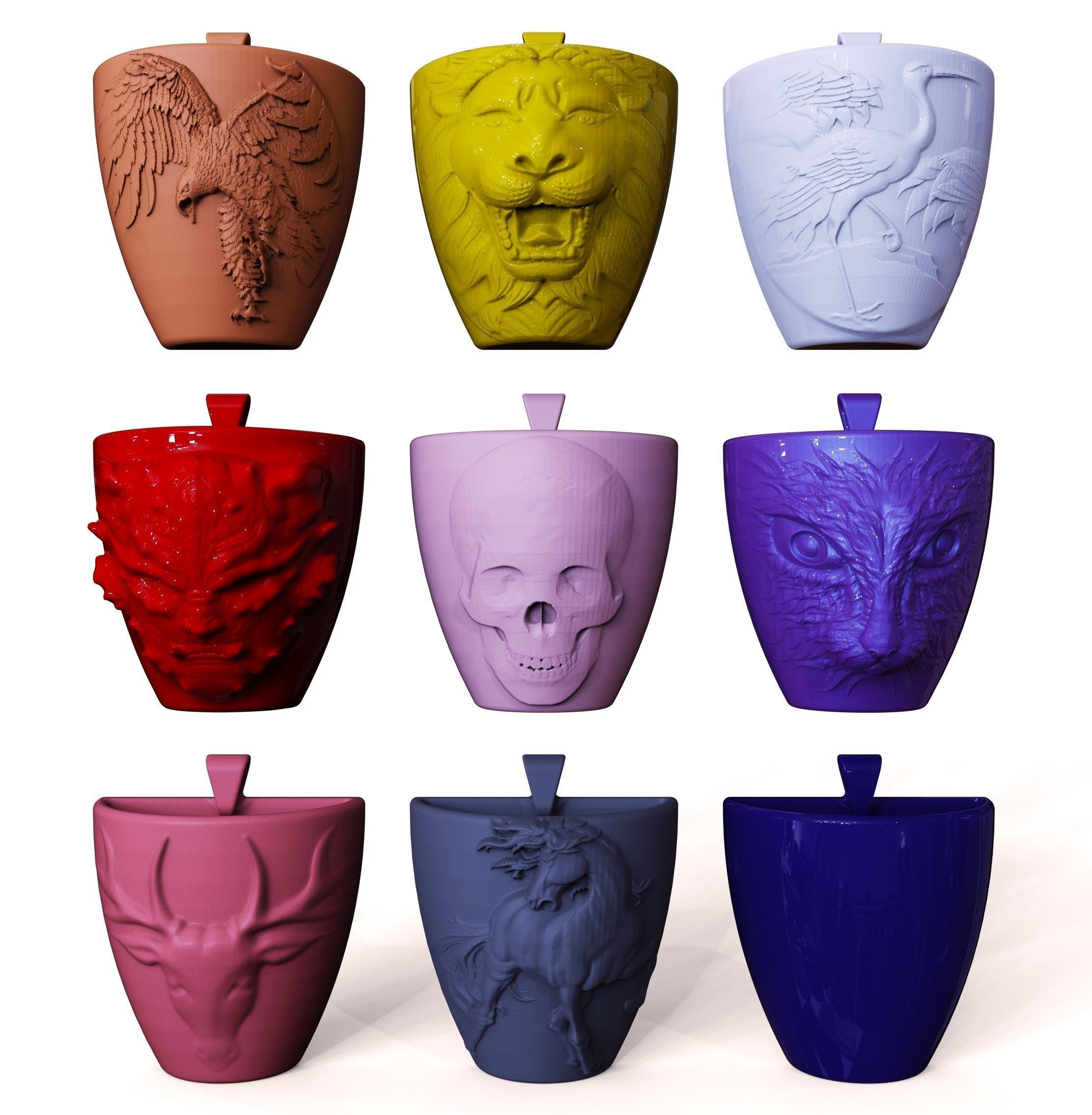 Plant pot pendant and badge collection 3D print model_11