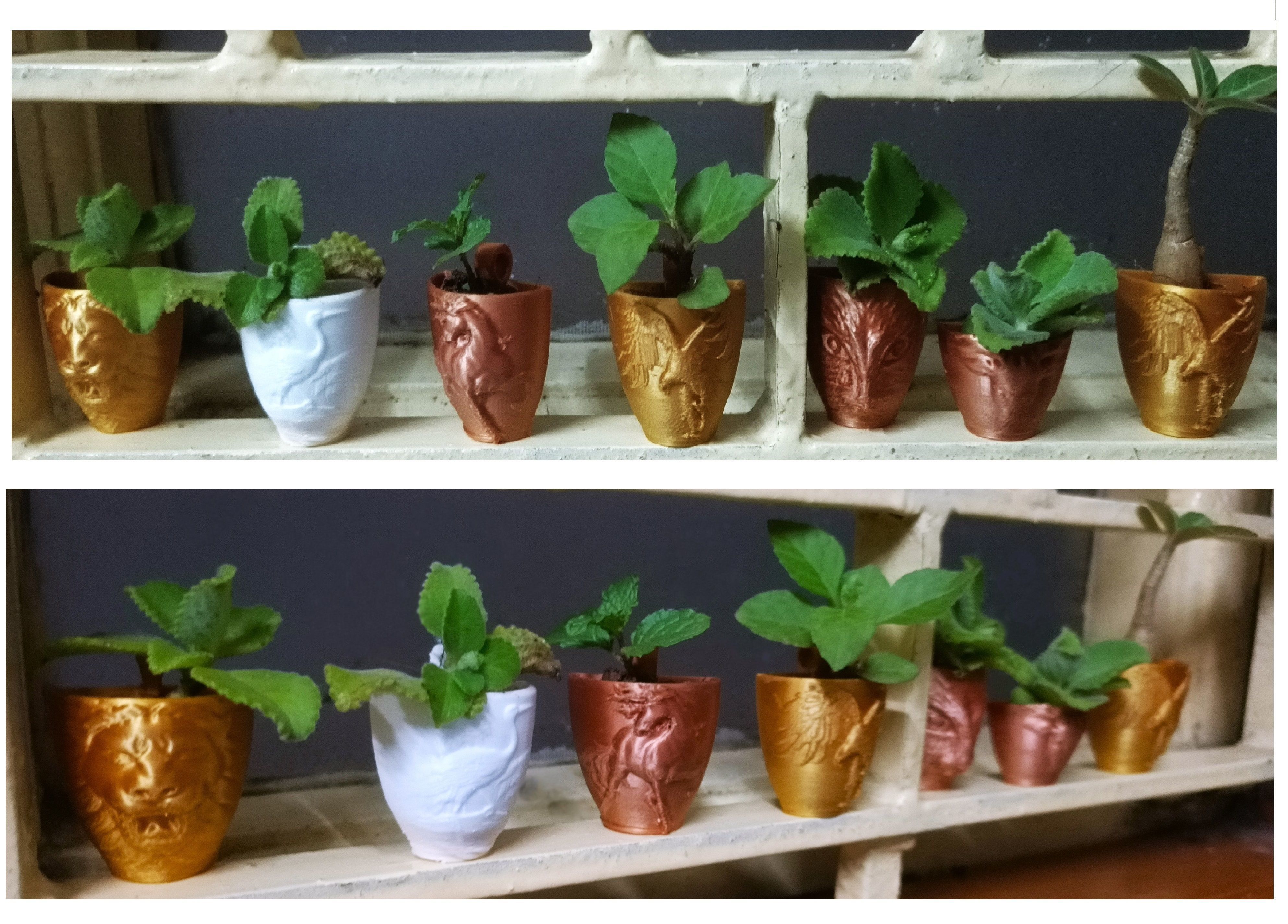 Plant pot pendant and badge collection 3D print model_5