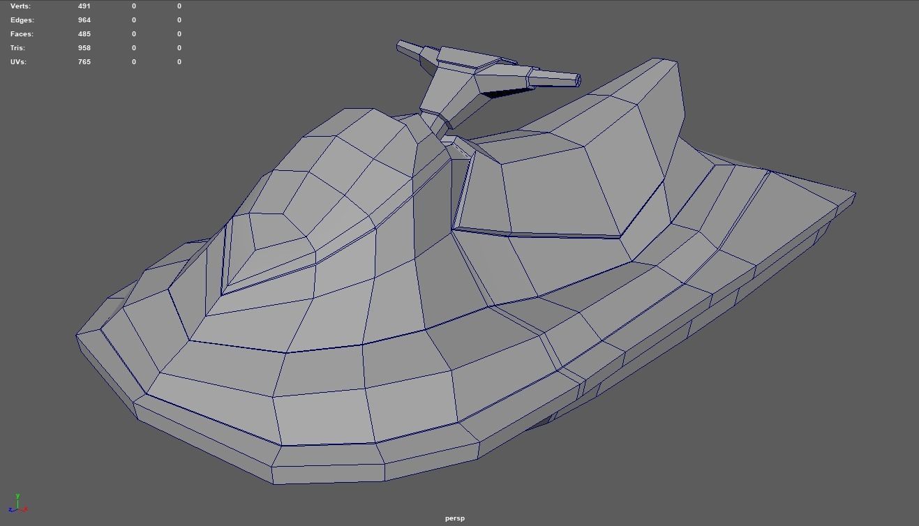 Low Poly Jet Ski 01 Low-poly 3D model_8