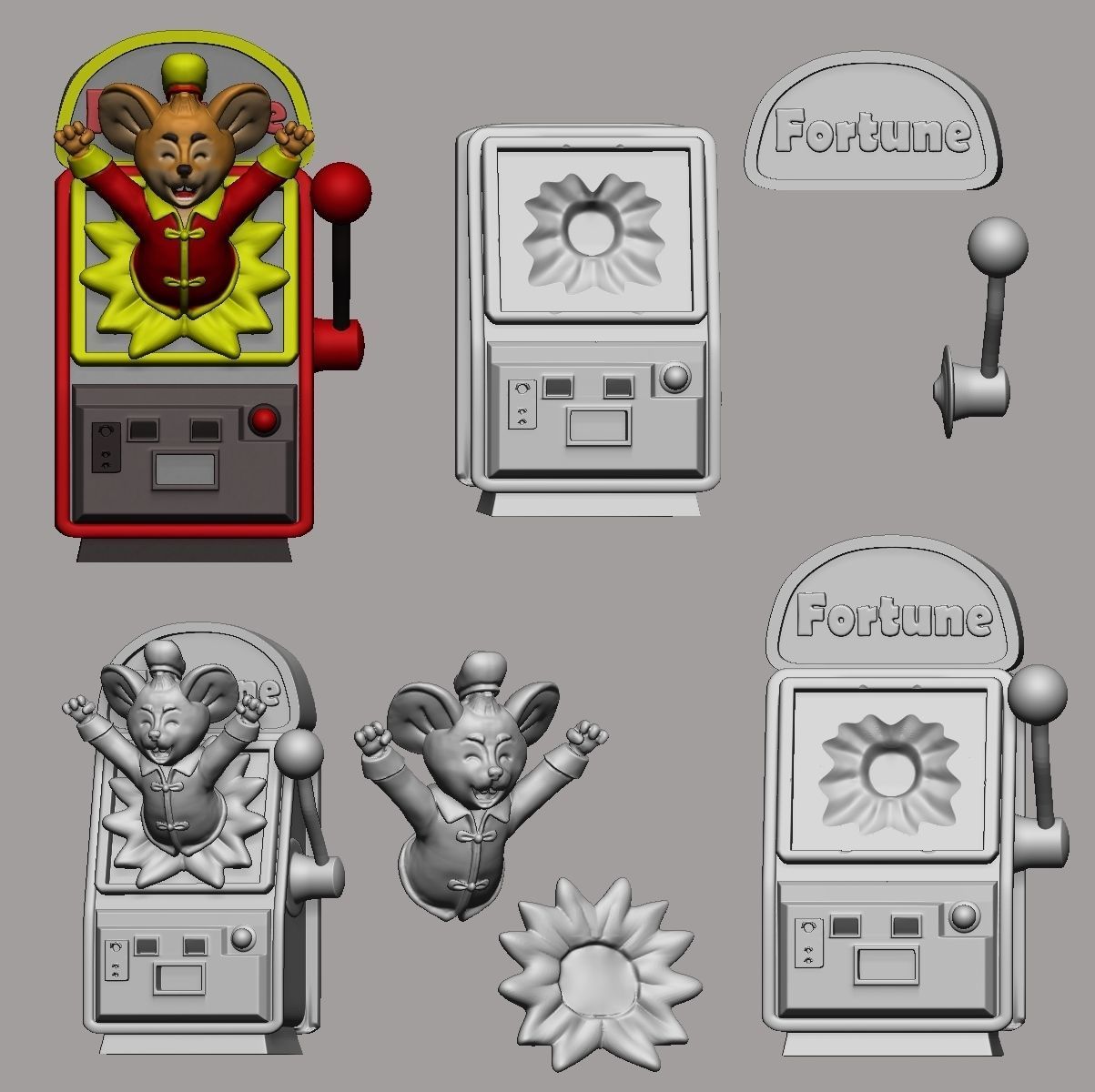Fortune Mouse SlotMachine 3D print model_4