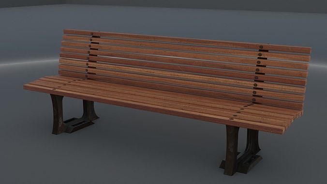 Wooden Bench PBR Game Ready 3D Model Low-poly 3D model