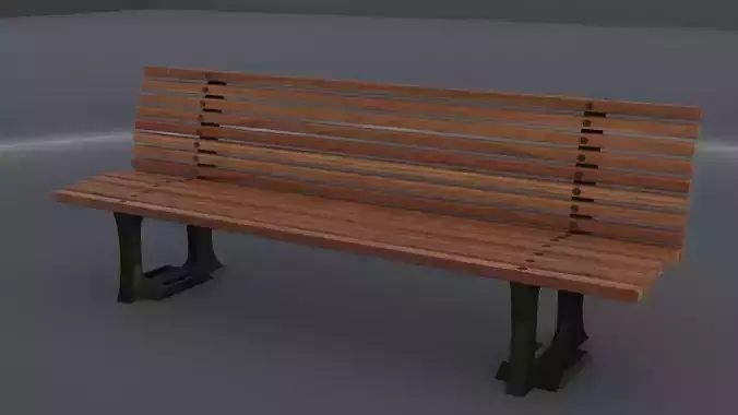 Wooden Bench PBR Game Ready 3D Model