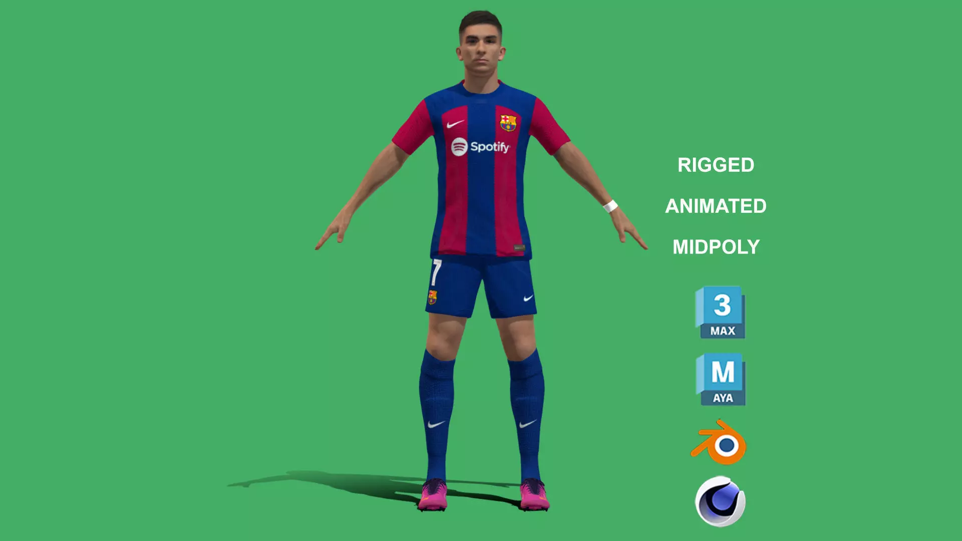 3D Rigged Ferran Torres Barcelona 2024 3D model