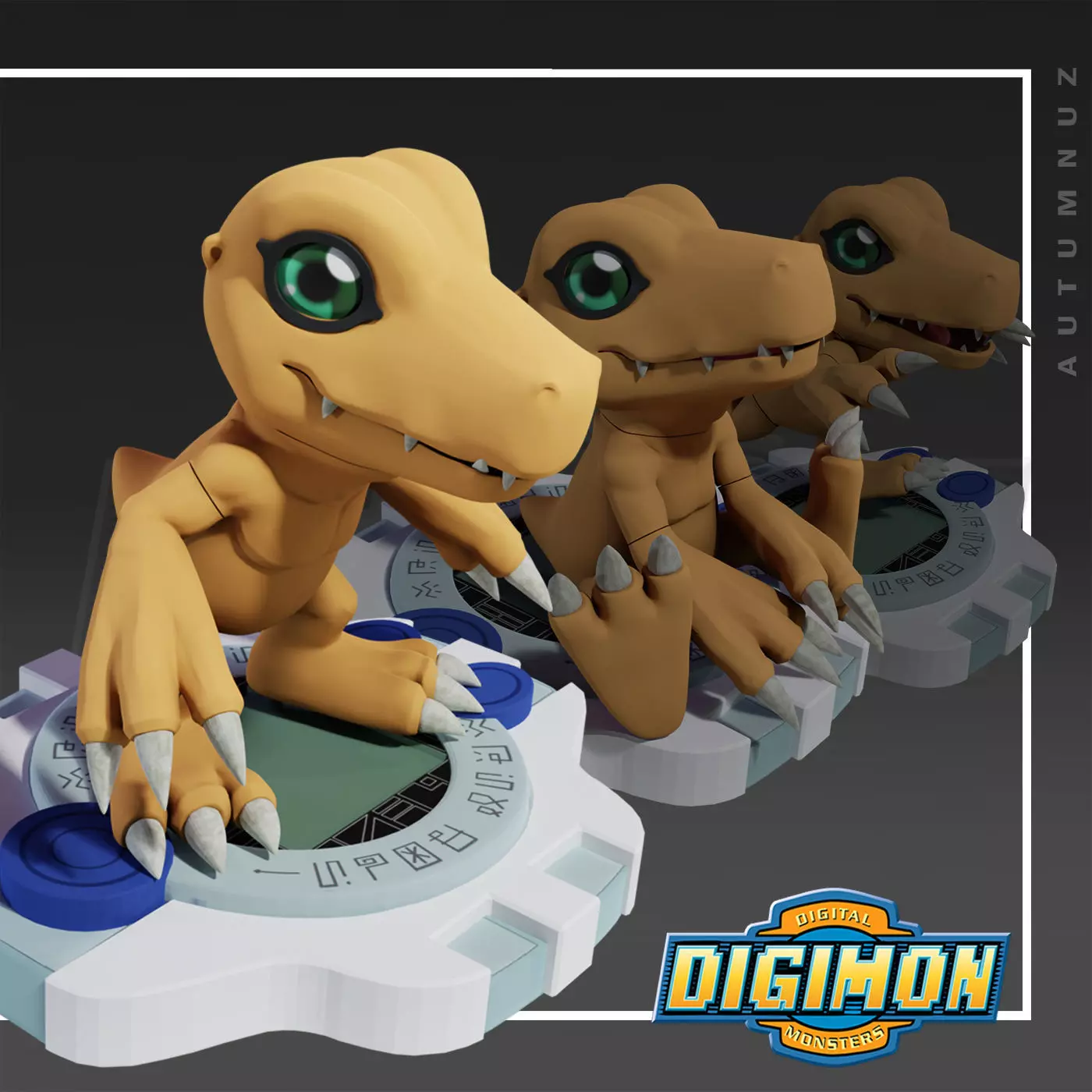 AGUMON DIGIMON  SET x3 3D print model_0