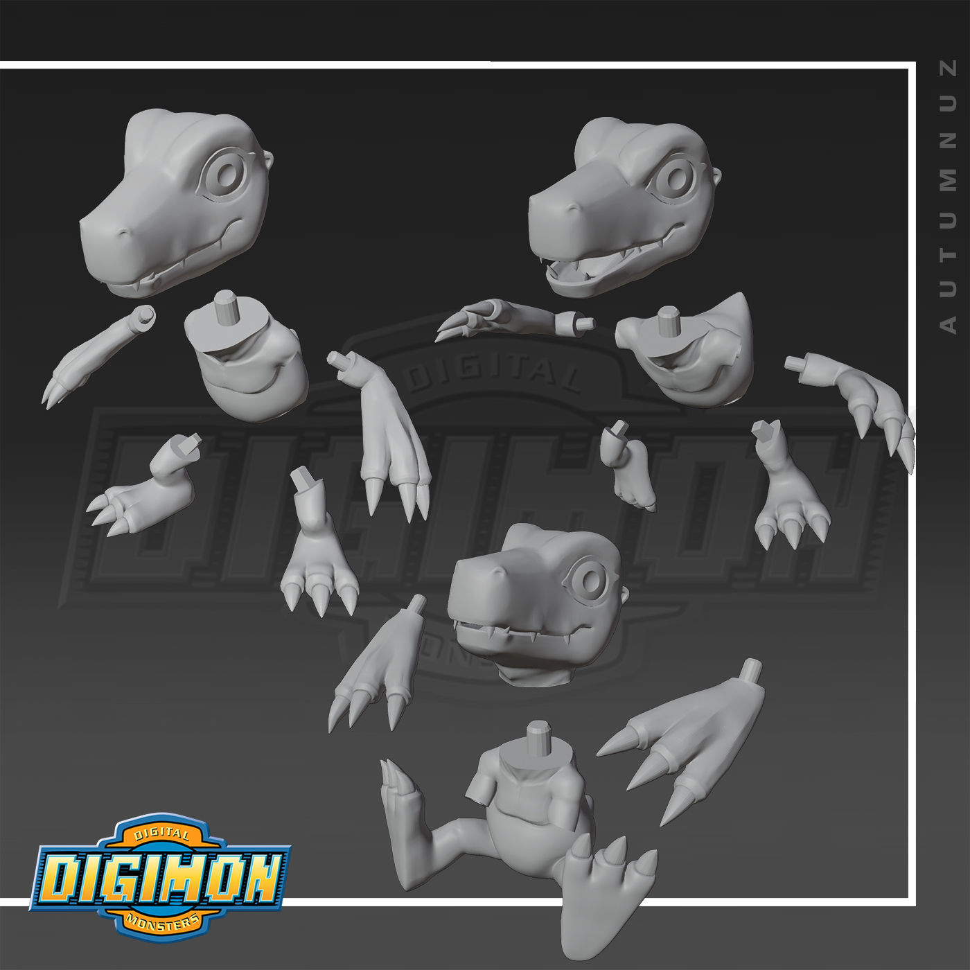 AGUMON DIGIMON  SET x3 3D print model_10