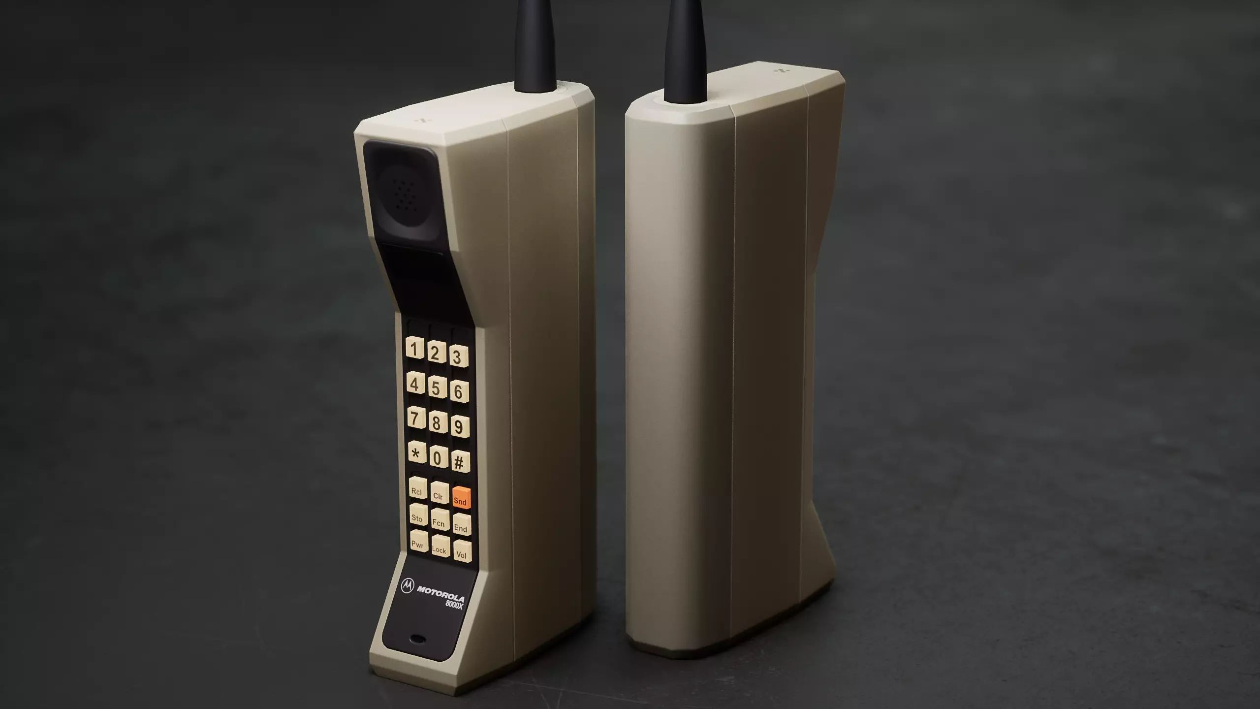 Motorola DynaTAC 8000x Backlit Buttons Low-poly 3D model_0