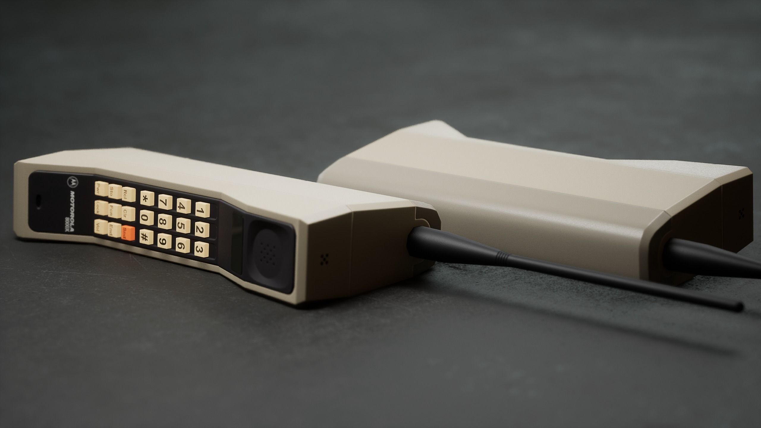 Motorola DynaTAC 8000x Backlit Buttons Low-poly 3D model_2