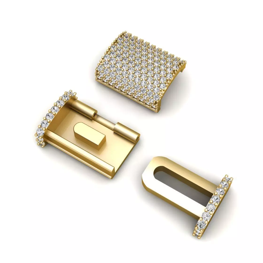 20mm cuban box lock with stone 3D print model_0