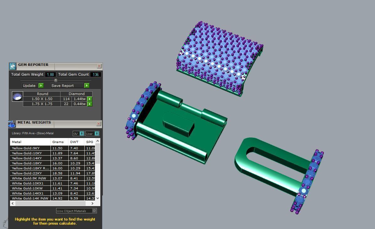 20mm cuban box lock with stone 3D print model_3