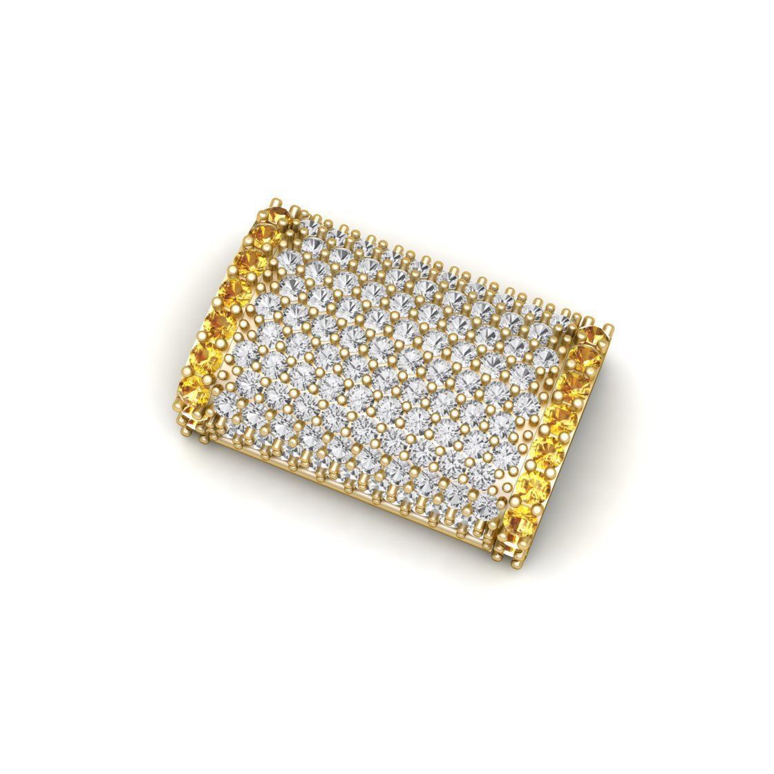 20mm cuban box lock with stone 3D print model_1