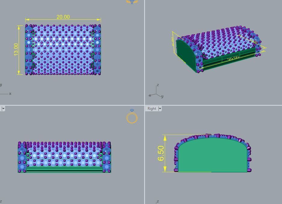20mm cuban box lock with stone 3D print model_2