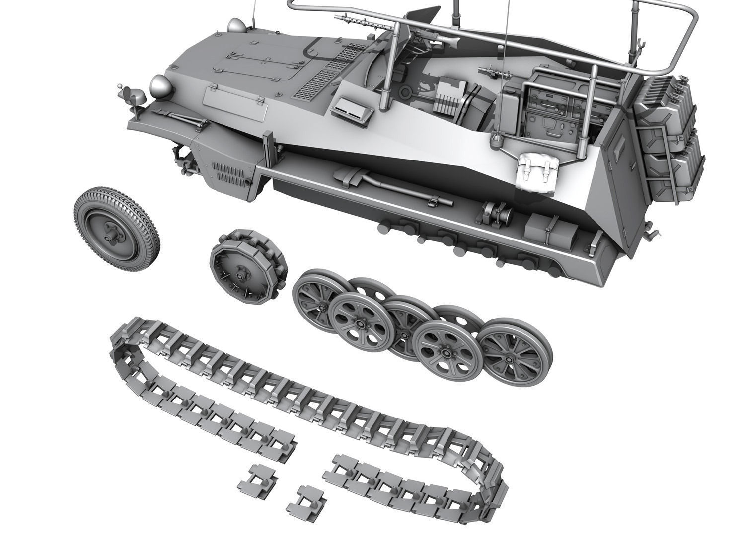 SD KFZ 250 3 - Half-track Command Version 3D model_8