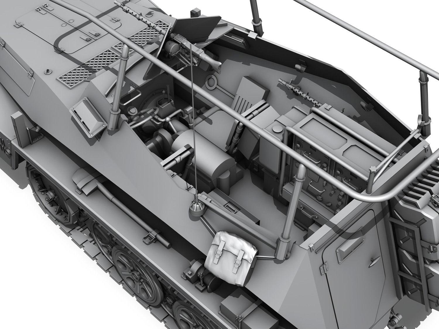 SD KFZ 250 3 - Half-track Command Version 3D model_9