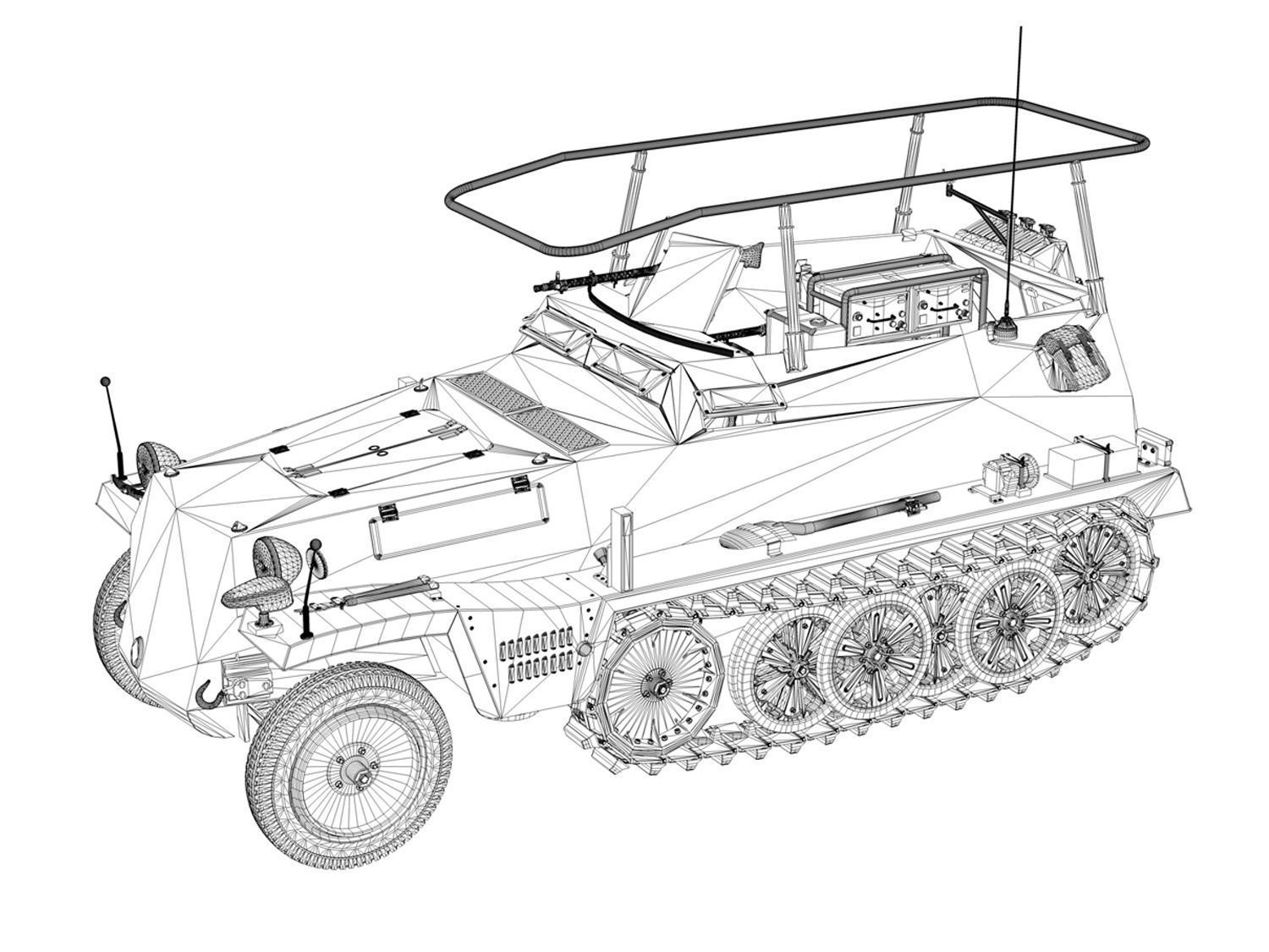 SD KFZ 250 3 - Half-track Command Version 3D model_10
