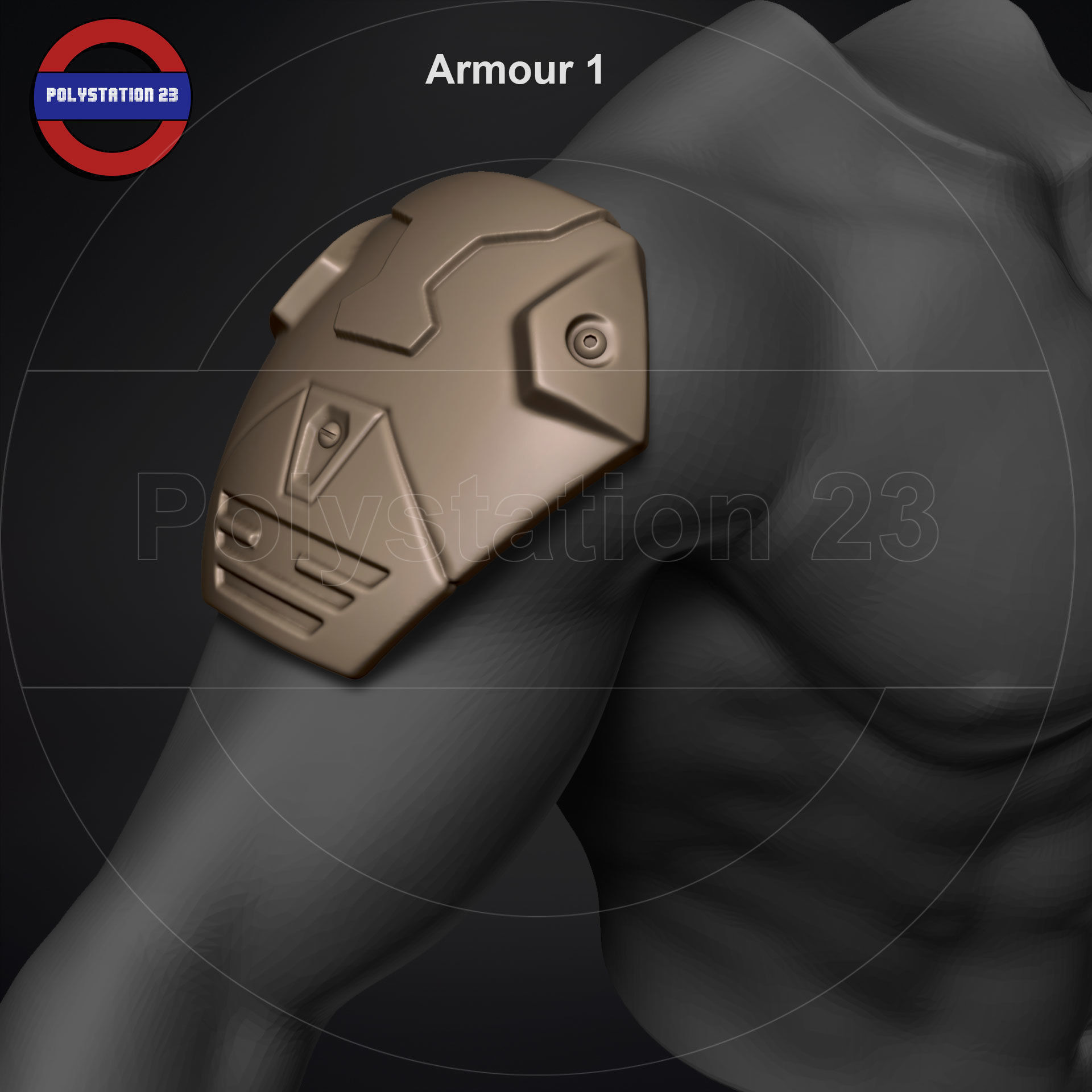 Sci fi shoulder armour kitbash v1 pack of 5 3D model_8
