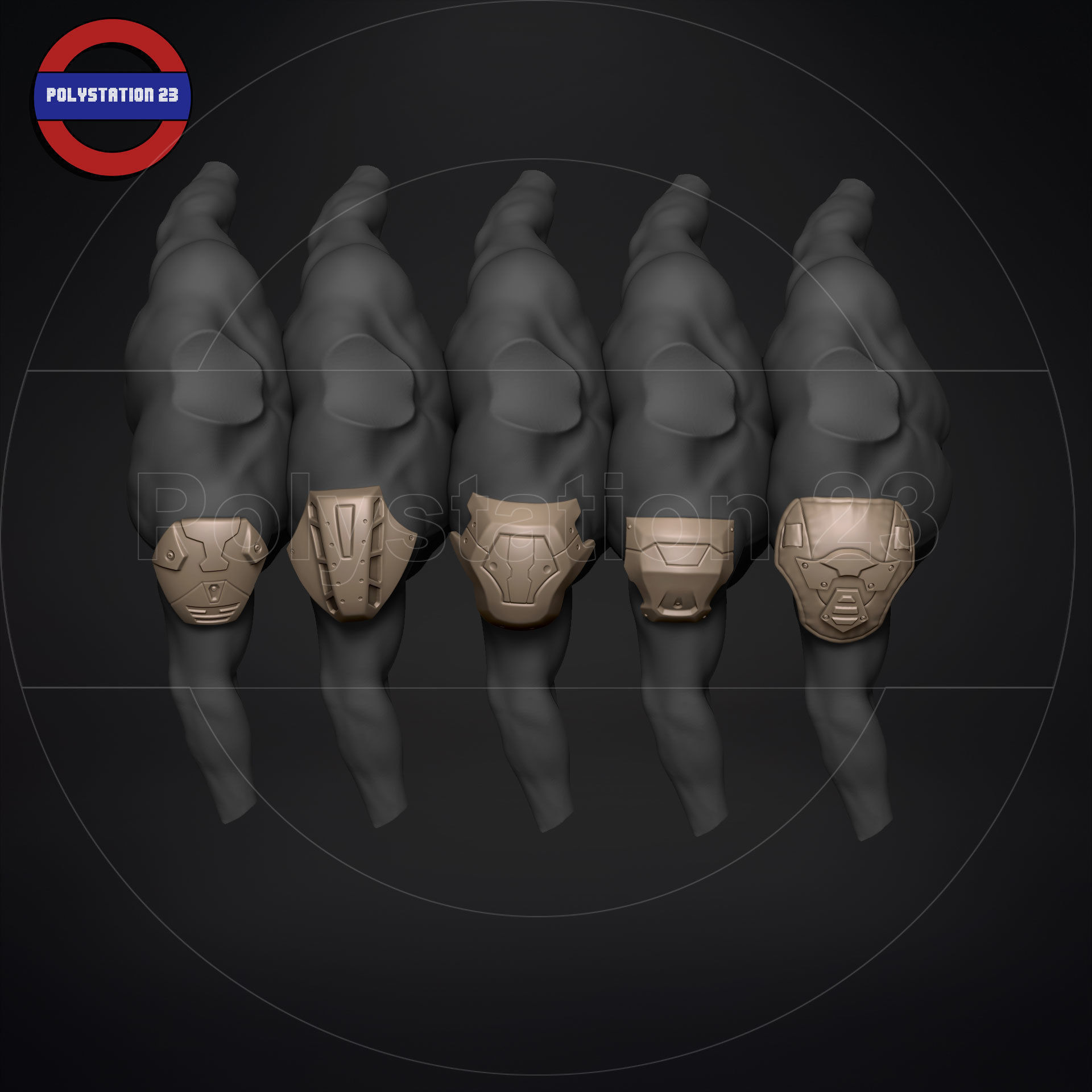 Sci fi shoulder armour kitbash v1 pack of 5 3D model_3