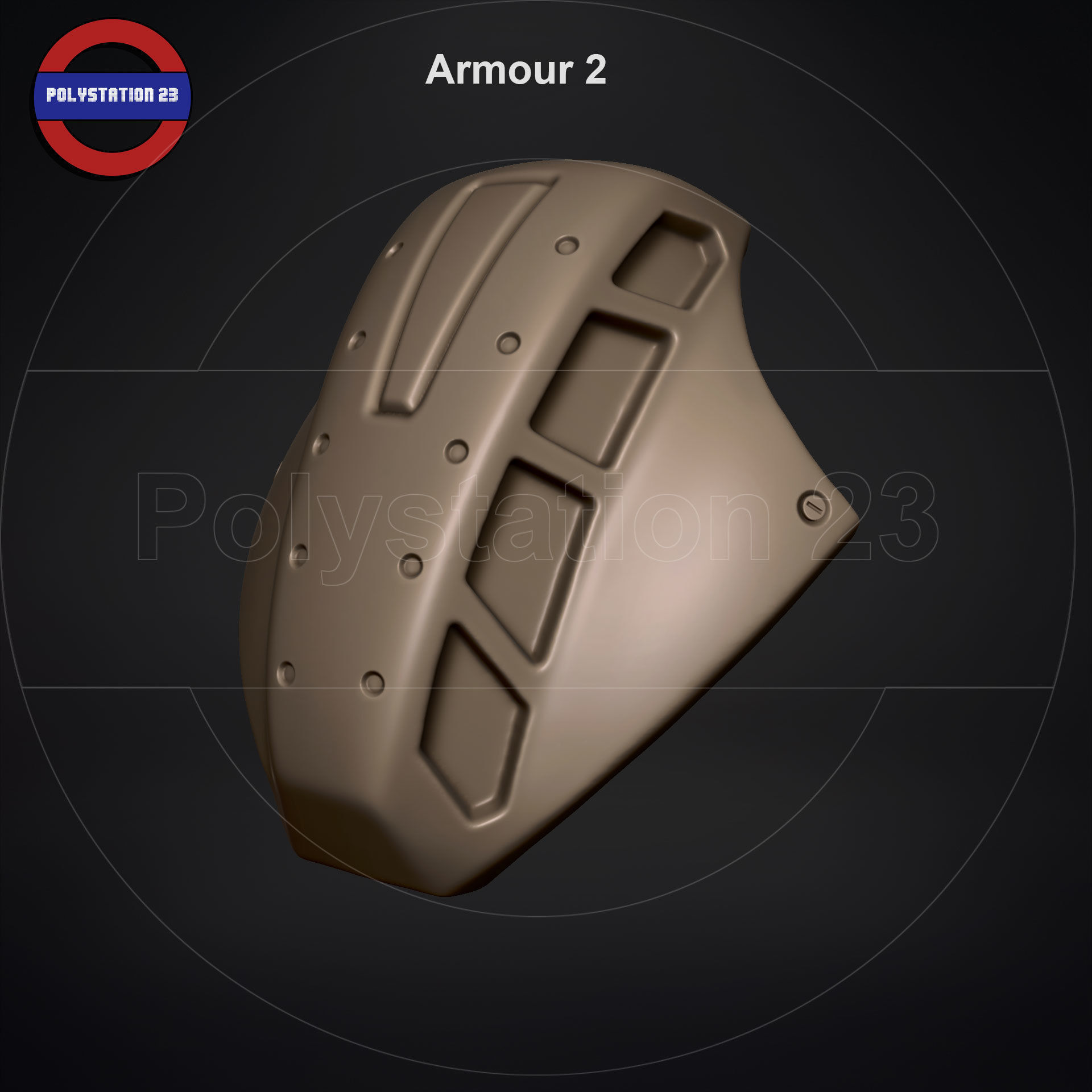 Sci fi shoulder armour kitbash v1 pack of 5 3D model_10