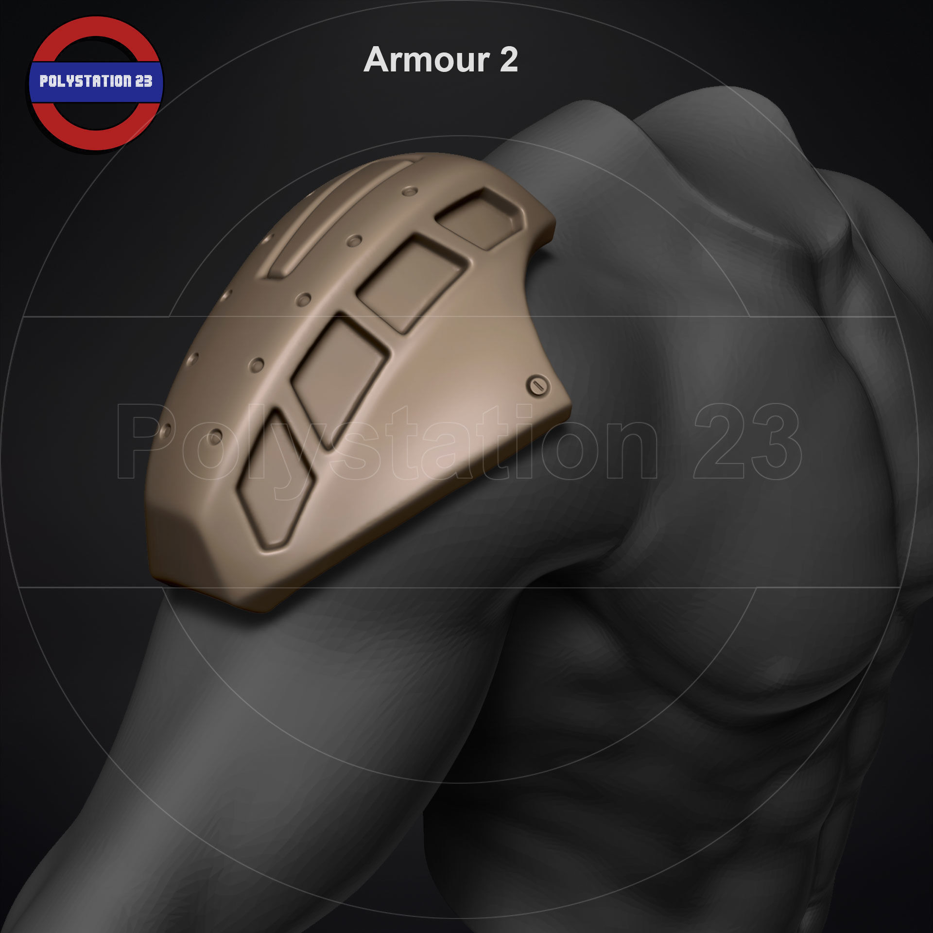 Sci fi shoulder armour kitbash v1 pack of 5 3D model_13