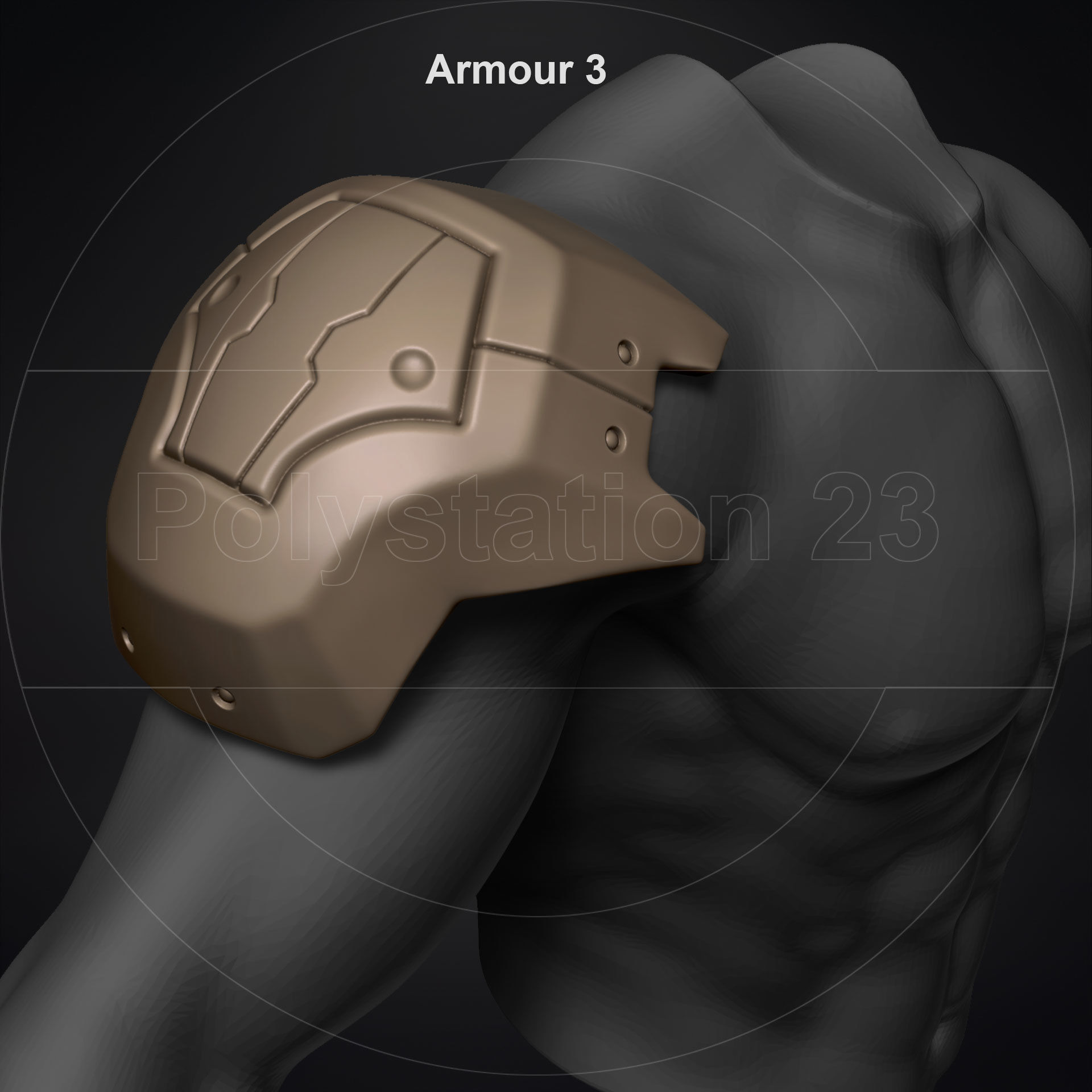 Sci fi shoulder armour kitbash v1 pack of 5 3D model_18