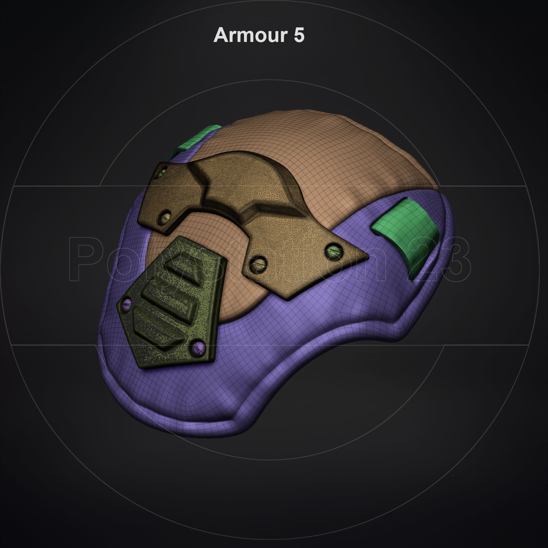 Sci fi shoulder armour kitbash v1 pack of 5 3D model_29