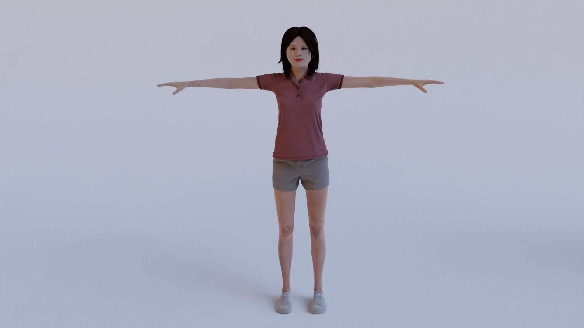 Pack of 7 rigged humans T-pose Low-poly 3D model_3