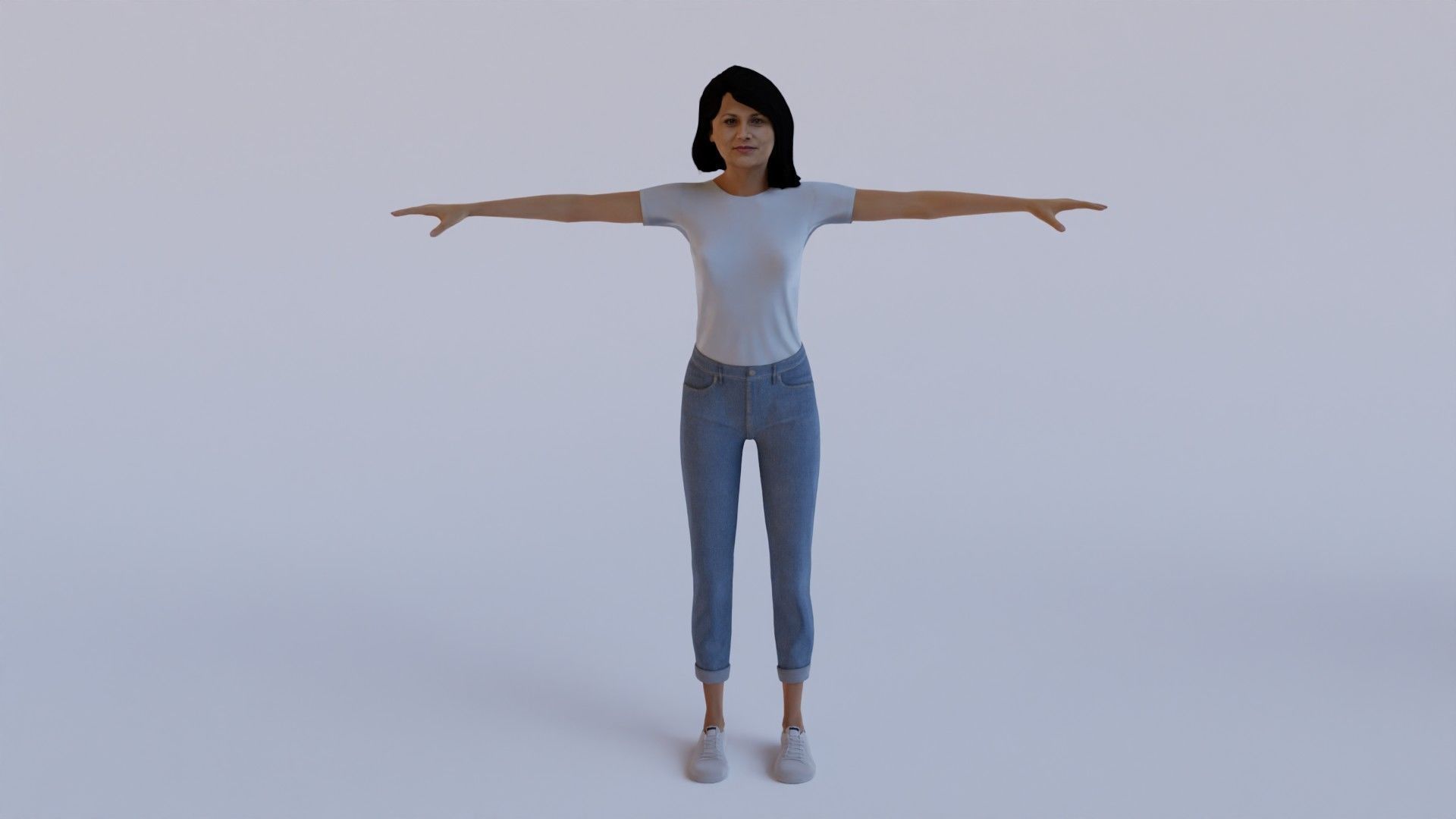 Pack of 7 rigged humans T-pose Low-poly 3D model_7