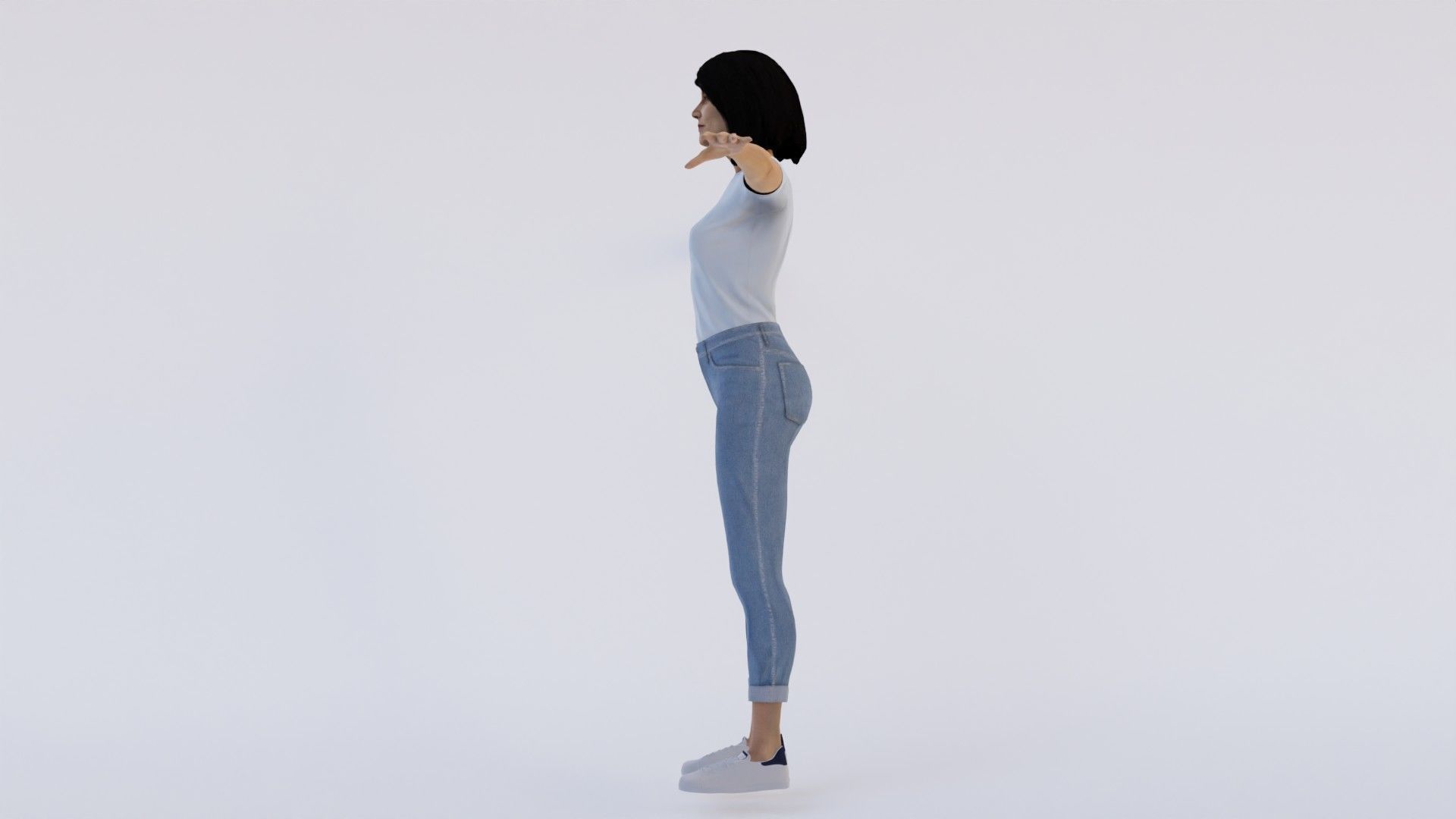 Pack of 7 rigged humans T-pose Low-poly 3D model_8
