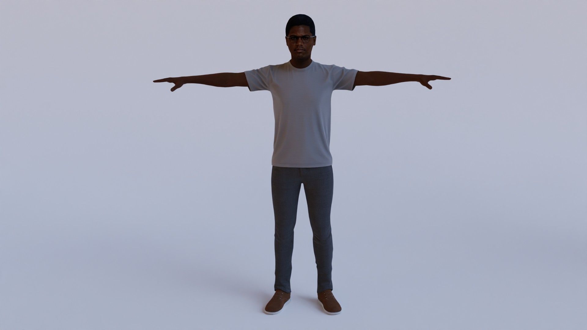 Pack of 7 rigged humans T-pose Low-poly 3D model_11