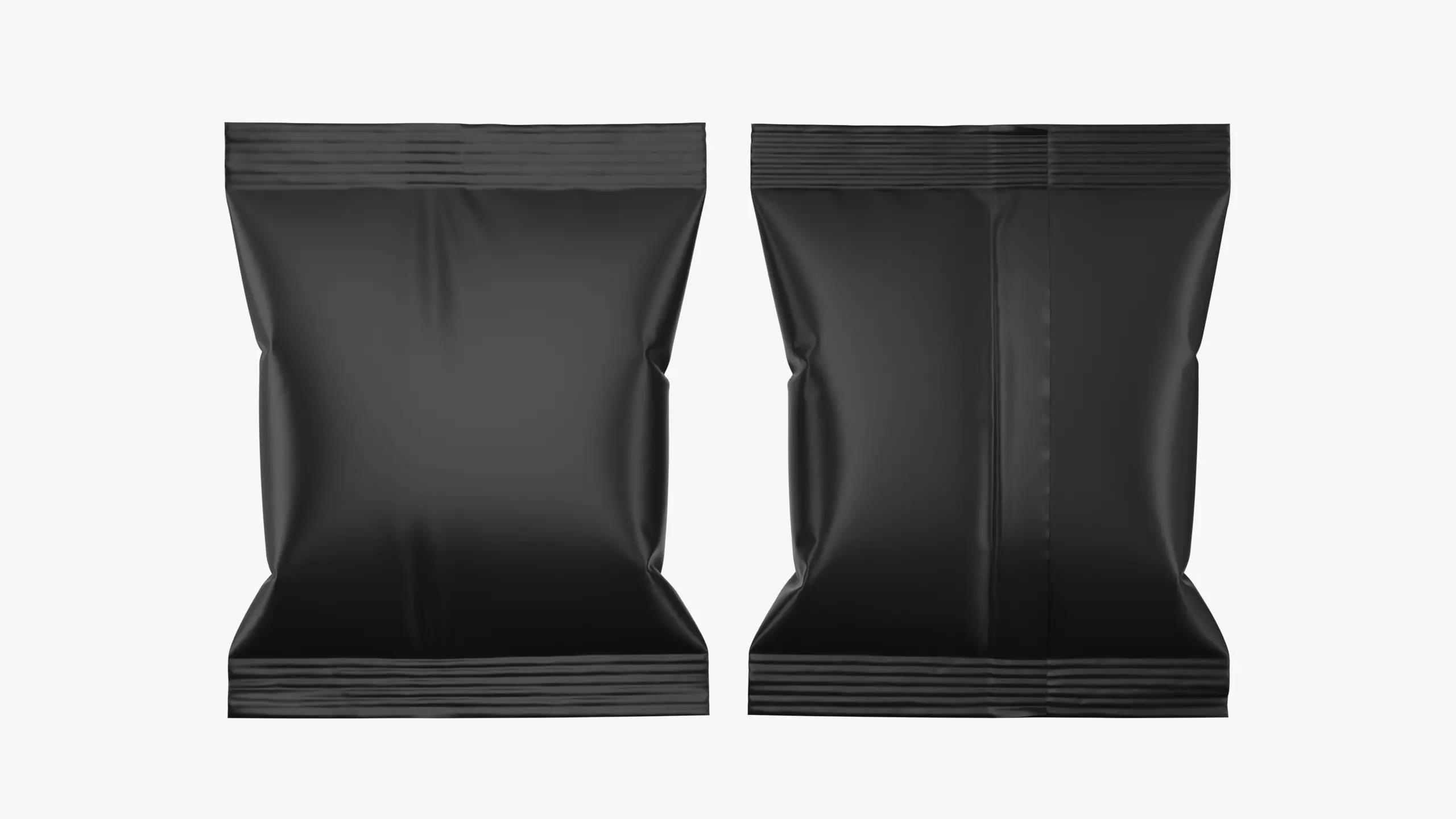 Matte Black Snack Pillow Pack Flowpack Mockup 05 3D model