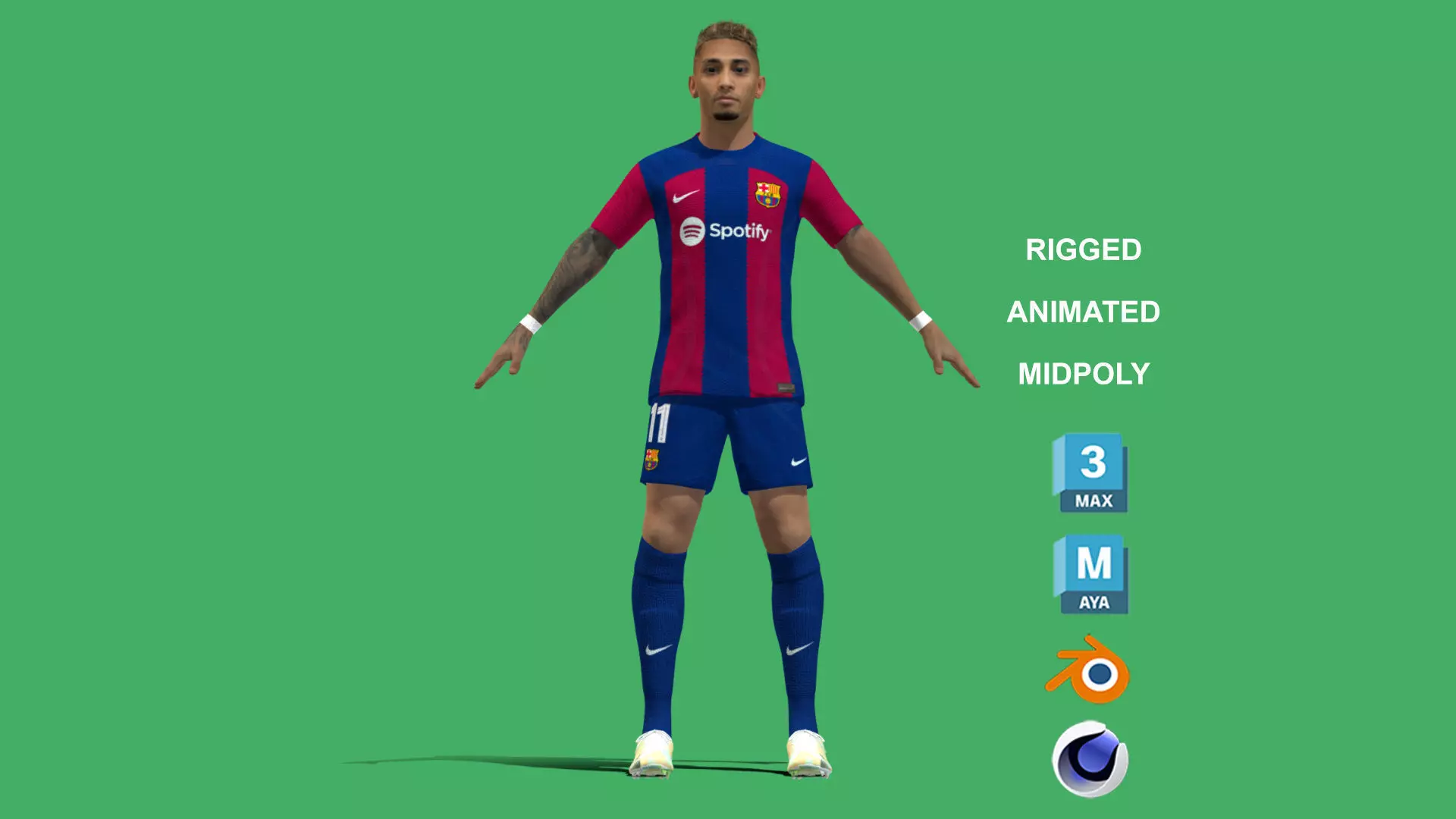 3D Rigged Raphinha Barcelona 2024 3D model