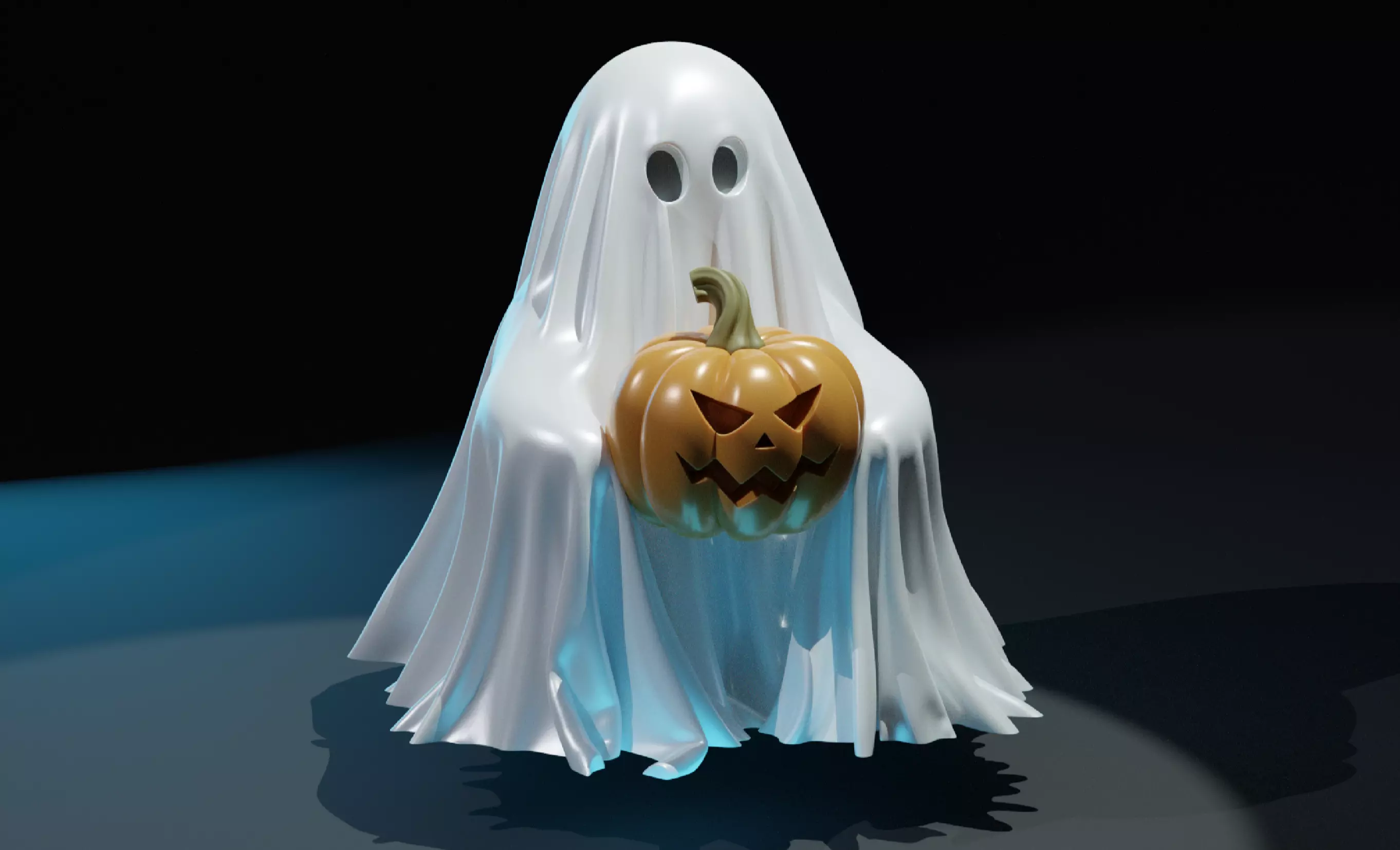 GHOST HOLDING PUMPKIN 3D print model_0
