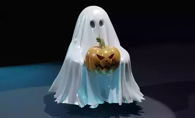 GHOST HOLDING PUMPKIN 3D print model