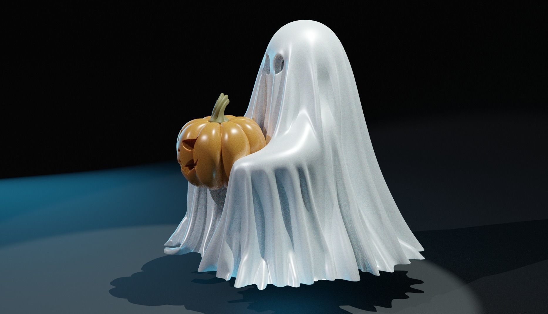 GHOST HOLDING PUMPKIN 3D print model_2