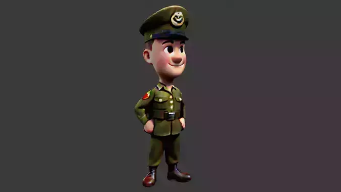 World War II Commander Soldier 3D model
