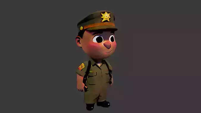 World War II Boy Soldier Low-poly 3D model